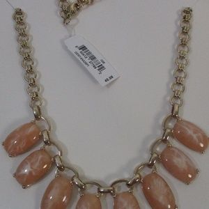 Nordstrom Lee by Lee Angel Peach Cabochon Swirl Stone Fan Necklace NWT 48